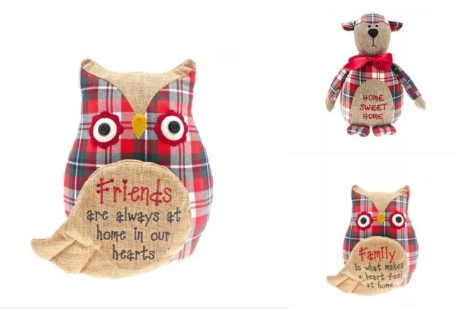 Cute Red Tartan Owl Door Stop & Novelty Animal Sheep Doorstop Heavy Door Stopper