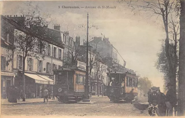 CPA 94 CHARENTON AVENUE DE SAINT MANDE (back undivided) 2 TRAMS