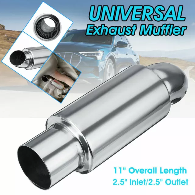 2.5'' Inlet/Outlet Car Muffler Exhaust Pipe Tip Sound Resonator Stainless AU