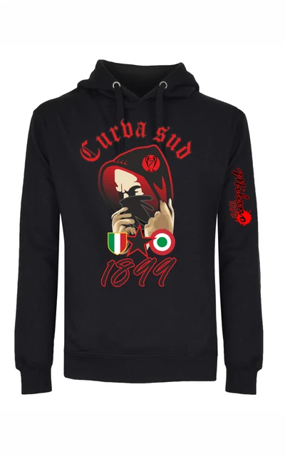 Felpa Unisex nera con cappuccio e marsupio  stampa: CurvaSUD1899 redblack