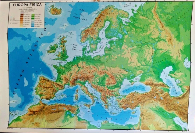 Carta Geografica Murale Europa 100x140 Cm - Bifacciale Fisica E Politica, Per Scuola O Ufficio - Foto 14