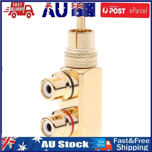 Gun Shape RCA 1 Male to 2 Female AV Audio Video Splitter Adapter Connector