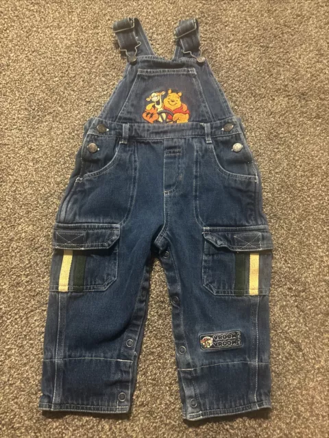 Vintage Toddler/ Baby Winnie The Pooh Blue Denim Jeans Overalls Bibs Size 18 M