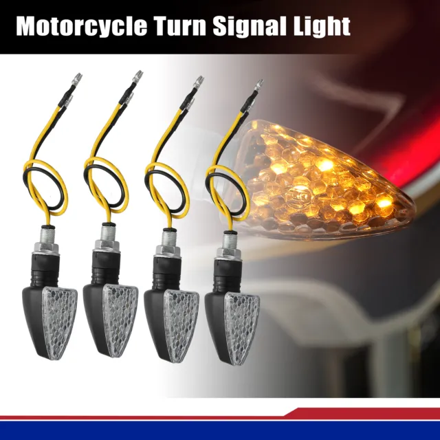 Pack de 4 Moto Clignotant Lumière Moto Freinage Circulation Ambre LED Lamp 12V 2