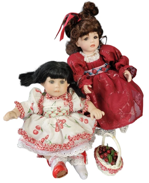 Marie Osmond Doll Lot 6"Tiny Tot Bisque Fruit Basket &8" Estate Collection