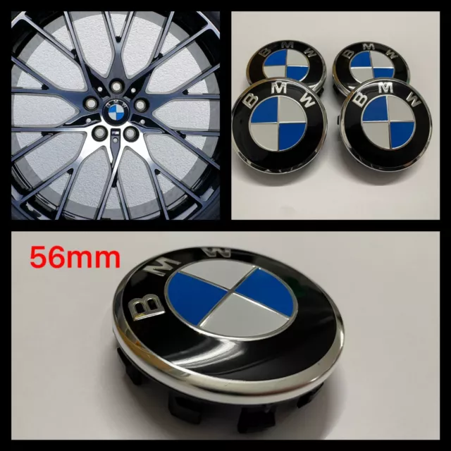 4x BMW Nabendeckel NEU Weiß/Blau 56mm 36136850834