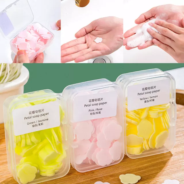 100Pcs/Box Disposable Cute Mini Flower Shape Paper Soap  With Box WY8