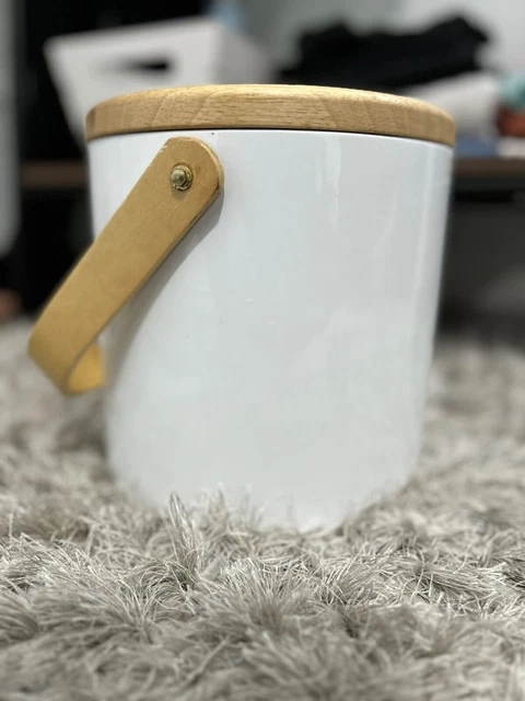 Vintage Georges Briard White/ Wood Handle Top Ice Bucket
