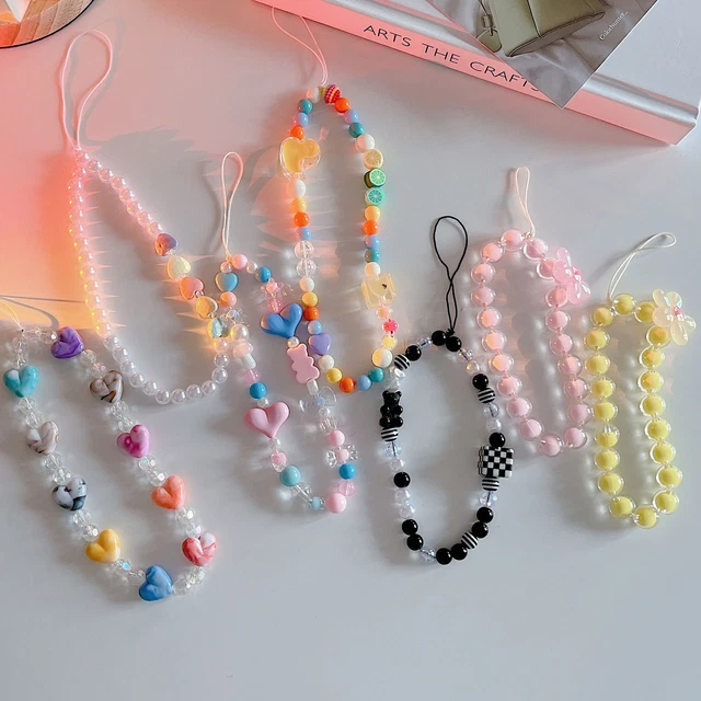Mobile Strap Pendant Phone Charm Beads Chain Jewelry Pearl Crystal Stone Lanyard