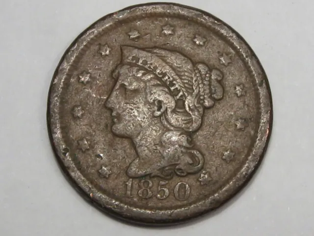 1850 US Braided Hair Large Cent. #156