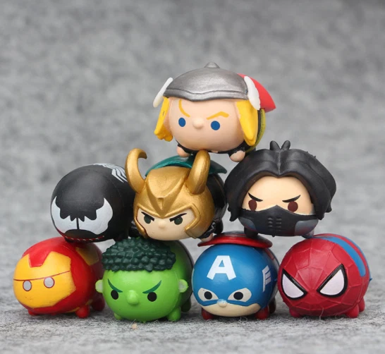 8PCS/SET Disney TSUM TSUM Marvel Loki Thor Mini Action Figures PVC Toys Dolls