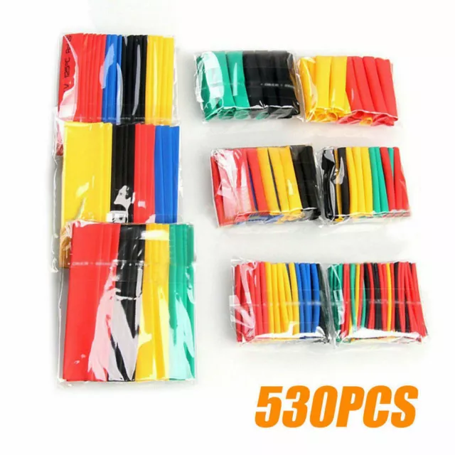 530 Pcs Surtido Tubo Termoretractil De Colores Aislante Para Cables 8 Medidas