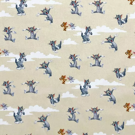 Tom & Jerry - Cat & Mouse -100% Craft Cotton Fabric Material 54" 140cm Wide