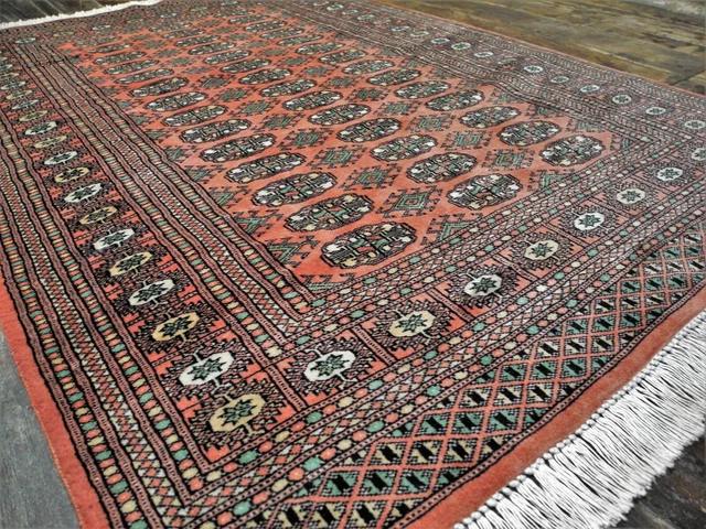 PINK 6'3 x 4'1 JOHN LEWIS Handmade BOKHARA Persain WOOL Rug Handknotted Pakistan