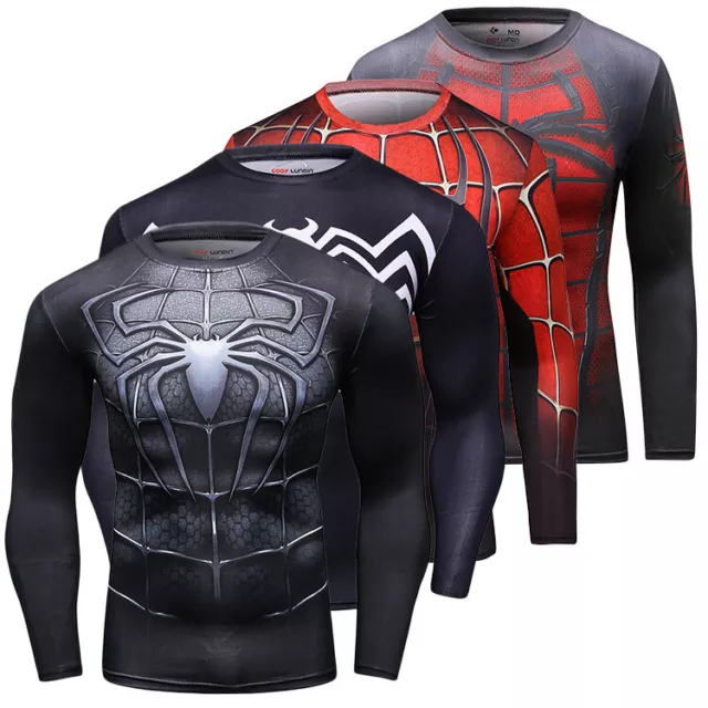 T-Shirt 3D Printed Spiderman Long Sleeve Men Workout Clothing Marvel Superheroes