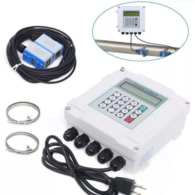 TUF-2000SW Ultrasonic Flow Meter DN50-700mm Wall Mounted Liquid Flowmeter +TM-1