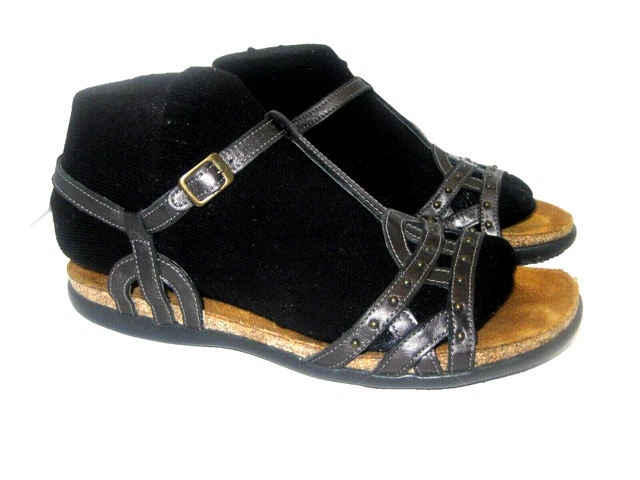 Pewter Grey Slate Faux Leather Orthopedic Cork Sandals 8AU 39EU Flats [NAOT]