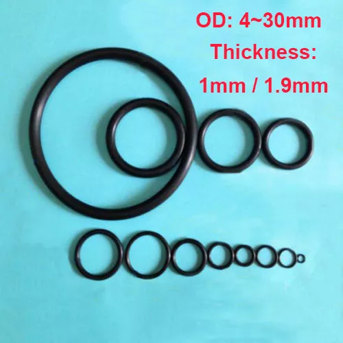 5-30mm Black Oil Resistant Seal Washers NBR Rubber 1mm 1.9mm O-Ring Mechanical 2