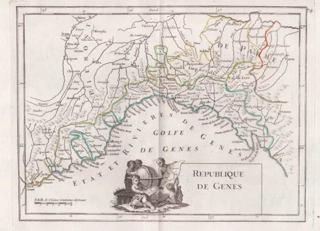 Genova Génova Liguria Incisione Carta Italia Tarjeta Mapa Carta Le Rouge 1767