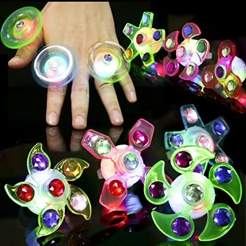 LED Rings Light Up Fidget Toys Spiral Twister Gyro Flashing Jewelry 24 Pcs