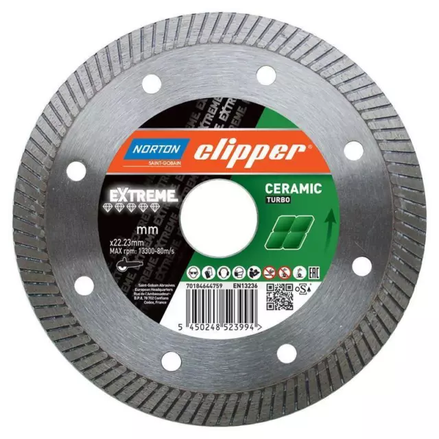 Norton Clipper Diamant Trennscheibe EXTREME CERAMIC TURBO 125 x 22,23 mm