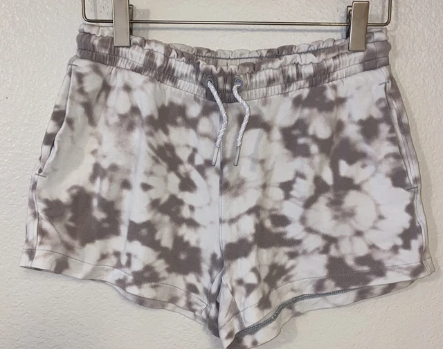 Athleta Girl Rest Day Printed Shorts XL / 14 White Gray Tie Dye Soft Pockets