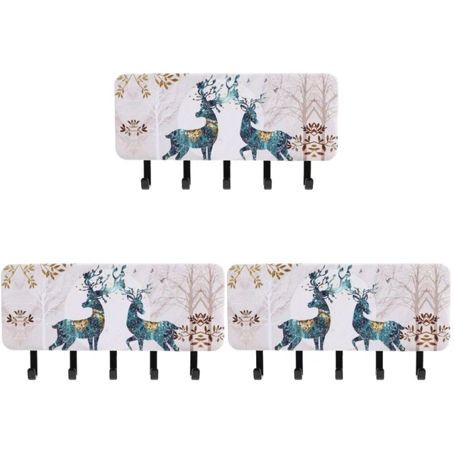 3 Pc Key Wall Hook Wooden Key Rack Keys Hanger Entry Door Wooden
