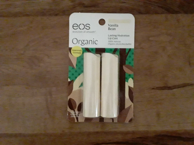 eos 100% Organic oils & Shea Butter Lip Balm Stick, Vanilla Bean, 0.14 oz, 2 Ct