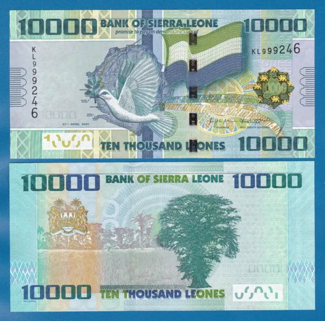 Sierra Leone 10000 Leones P 33f 2021 UNC ( P 33 f ) 10,000