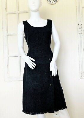 DEPECHE MODE Ives Cossette Size 6 Black Sheath Dress w/ Fringed Hem Lined