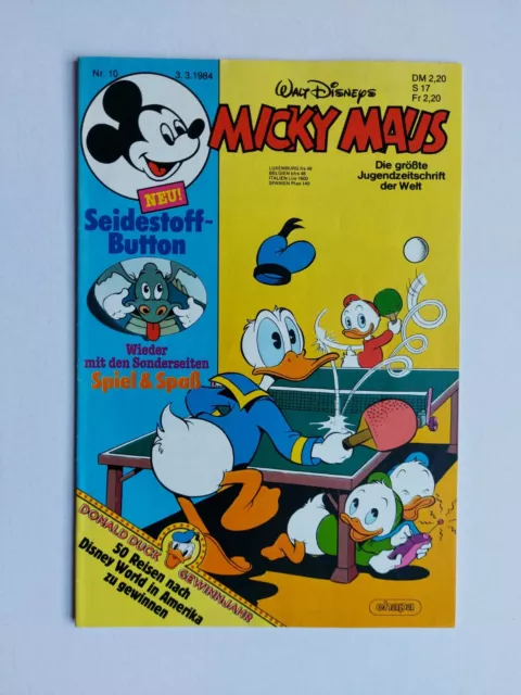 Ehapa - Micky Maus Nr.10 / 03.3.1984 - Top Zustand / Z1 mit Stoff Button Beilage