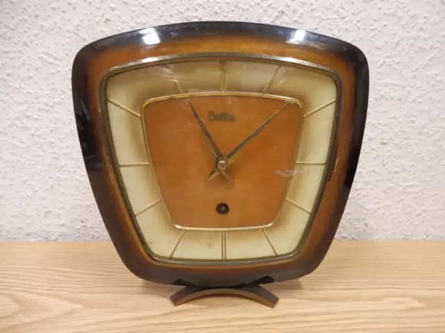 50er 60er Zentra Tisch-Kaminuhr  mechanisch mit Schlüssel Uhr 50s 60s clock