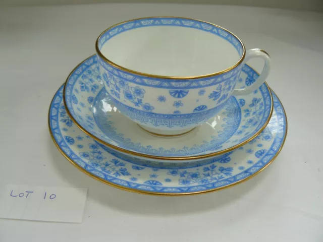 Antique Minton blue & white Trio: cup/saucer/plate Floral & fan design C19th #10