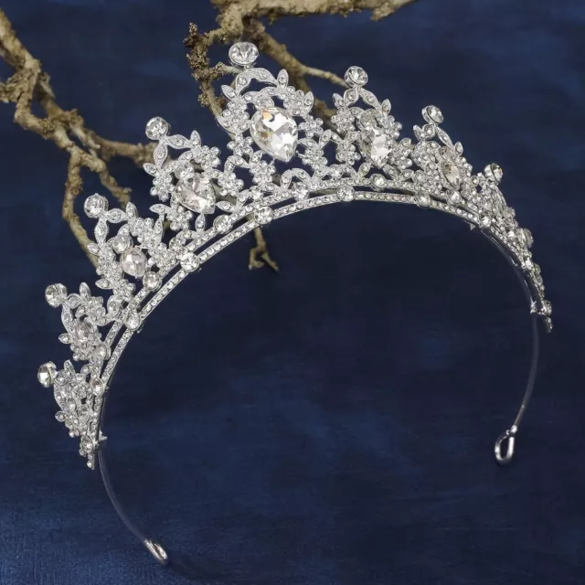 Women Hair Hoop Baroque Crystal Tiara Black Rhinestone Crown Bridal Crowns 3