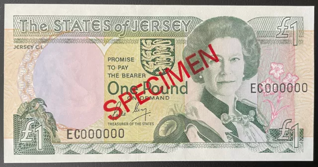 Jersey £1 One Pound Specimen Banknote L.May Prefix EC