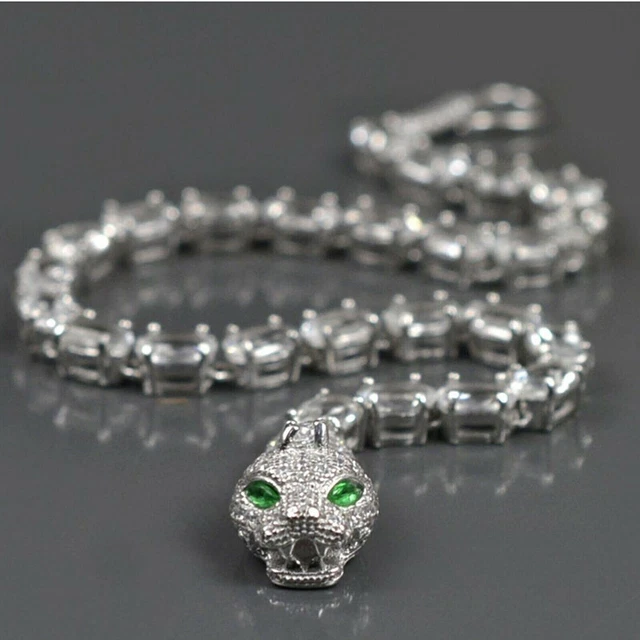 Lab Created Green Emerald & Diamond Cobra Tennis Bracelet 14K White Gold Plated Lab Created Green Emerald & Diamond Cobra Tennis Bracelet 14K White Gold Plated