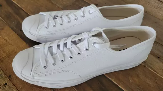 Brand New Mens JACK PURCELL CONVERSE White Leather Sneakers Lowtop - US 12