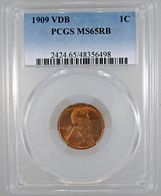 1909 VDB Lincoln Cent MS-65 RB PCGS Certified