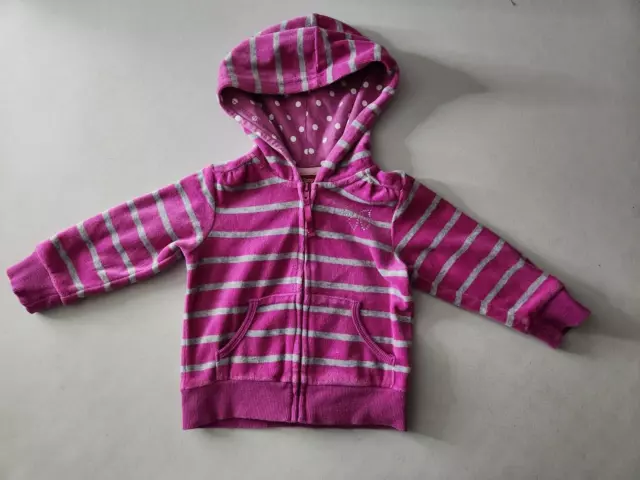 Sprout Jacket Girls Size 1 Pink Hooded Striped Full Zip Pockets