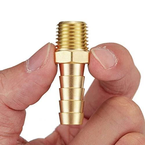 4 PCS Solid Brass Pipe Fitting and Air Hose End Fitings 1/2" Barb x 3/8" NPT