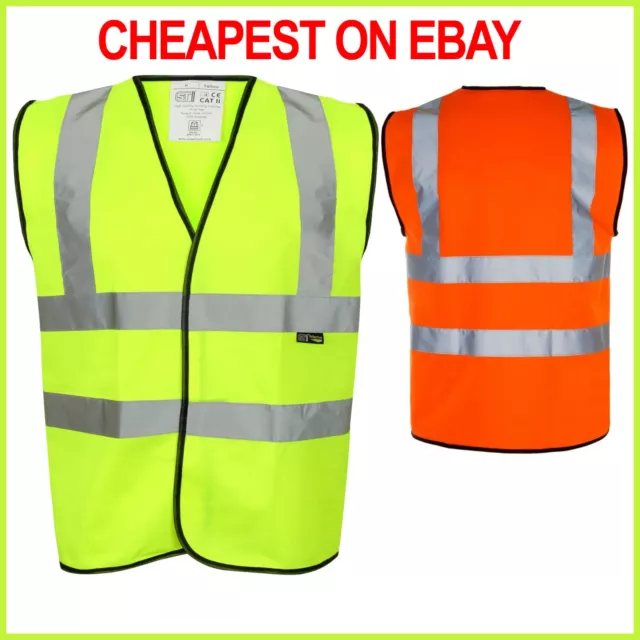 Hi Viz Vest High Vis Safety | YELLOW ORANGE | EN471 Waistcoat Visibility Jacket