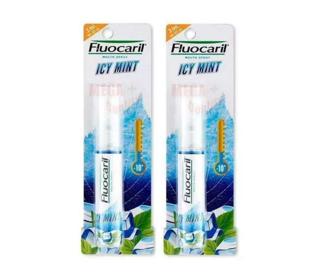 2 x Fluocaril MOUTH SPRAY ICE MINT Fresh Breath Deodorant Reduce Halitosis 3ml