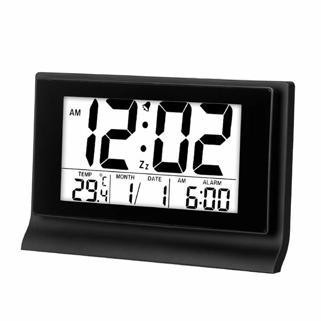 Digital Desk Clock Big LCD Display Temperature Snooze Alarm
