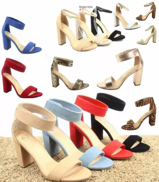 Women's Cute Open Toe Ankle Strap Chunky Heels Sandals Shoes Size 5.5 - 11 NEW