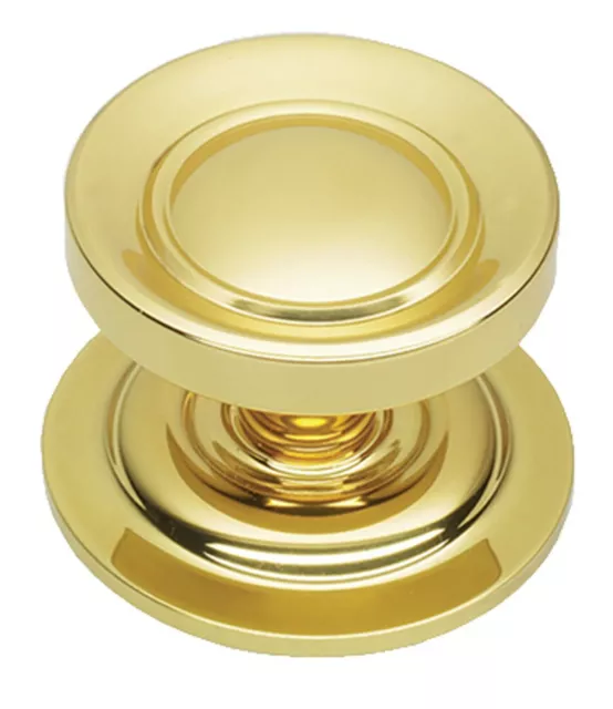 Large SOLID Polished Brass Victorian Centre Pull Door Knob / Handle (PB669)