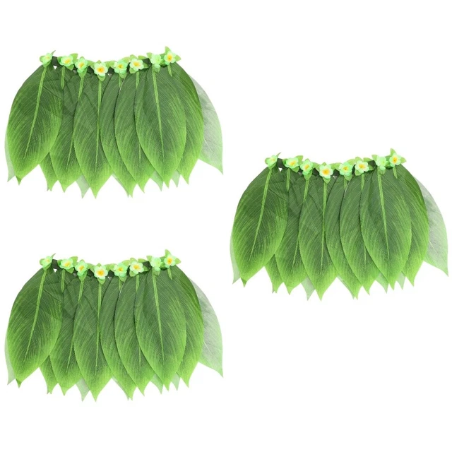 3 Pack Luau Party Supplies Leaf Skirt Hawaiian Decor Green Leaves Decor Aldult