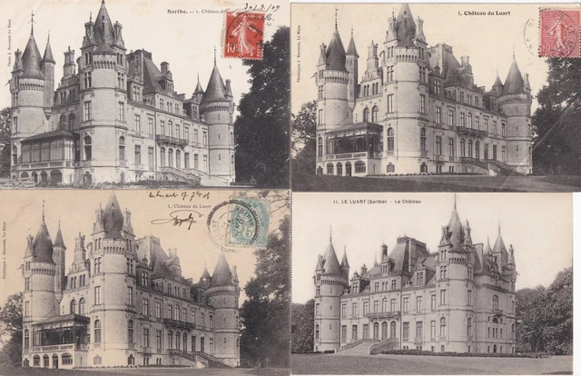 LOT DE 4 cartes postales anciennes olds postcards CHATEAU DU LUART ...