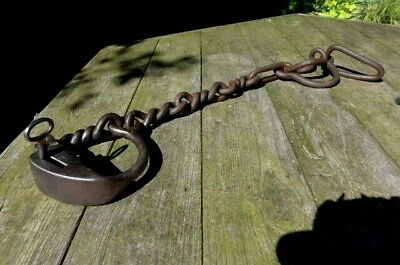 Antique Iron shackles 1x padlock with key collector made by blacksmiths B