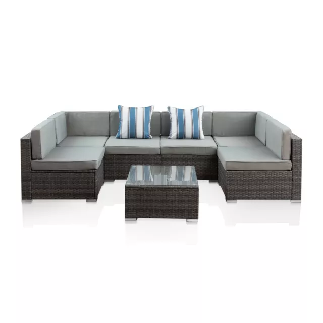 Grey Rattan Garden Sofa Armchair Chair Settee Patio Garden Set Corner L Shaped