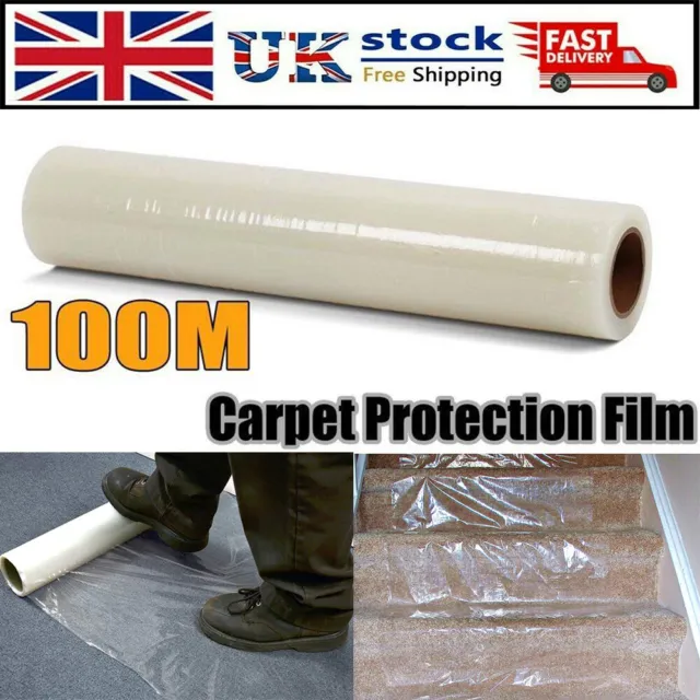 100M Self Adhesive Floor Carpet Protection Film Dust Cover Big Roll Decor UK